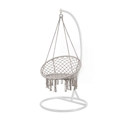 Scaun suspendat Cardenas cu suport gri-alb