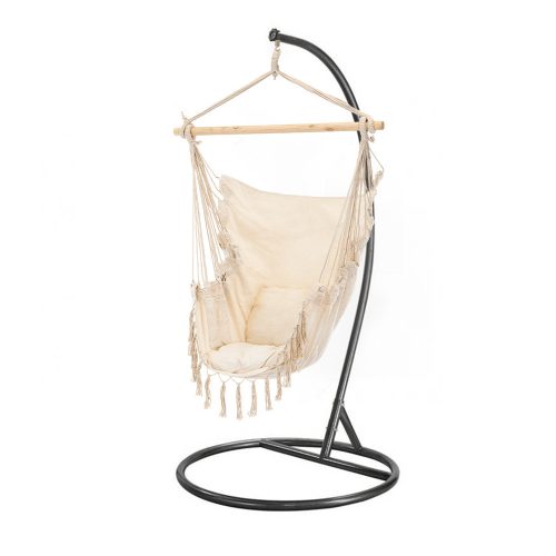 Scaun suspendat Puerto cu suport bej-negru