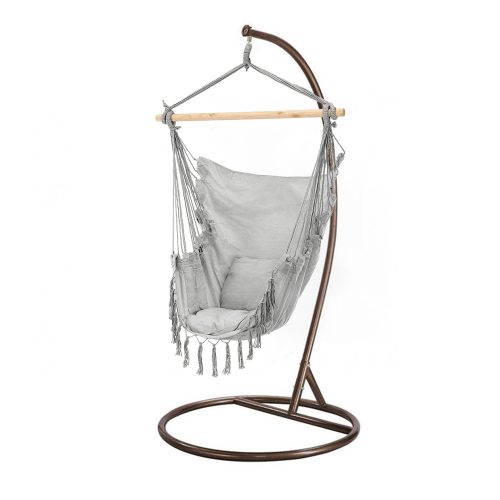 Scaun suspendat Puerto cu suport gri-maro