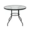 Masa de gradina Ordino cu cadru metalic si sticla, neagra