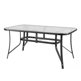 Masa de gradina Canillo cu cadru metalic si sticla, neagra