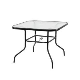 Masa de gradina Vella cu cadru metalic si sticla, neagra
