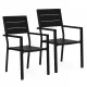 Set de 2 scaune de grădină cu cadru metalic și scaun din plastic negru