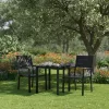 Set de 2 scaune de grădină cu cadru metalic și scaun din plastic negru