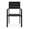 Set de 2 scaune de grădină cu cadru metalic și scaun din plastic negru