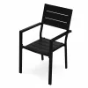 Set de 2 scaune de grădină cu cadru metalic și scaun din plastic negru