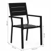 Set de 2 scaune de grădină cu cadru metalic și scaun din plastic negru