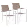 Set de 2 scaune de grădină cu cadru metalic, scaun din plastic alb