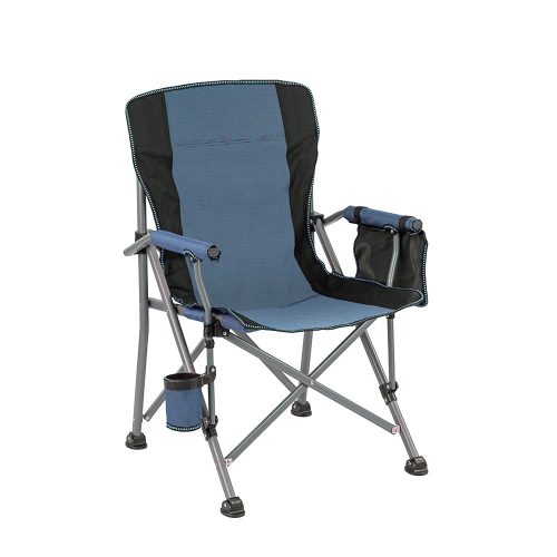 Leziter Scaun de pescuit Comfort cu braț și suport pentru pahare albastru