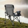 Scaun de pescuit Leziter Comfort Plus cu braț și suport pentru pahare gri