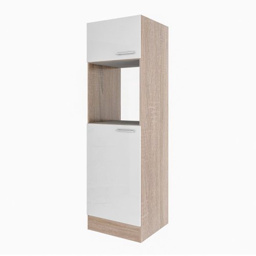 Dulap de camara Yorki anii '60, corp din stejar Sonoma, fata alb satinat