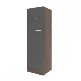 Dulap frigider Yorki cu congelator superior de 60 de inci, corp din stejar Yorki cu fata antracit satinat