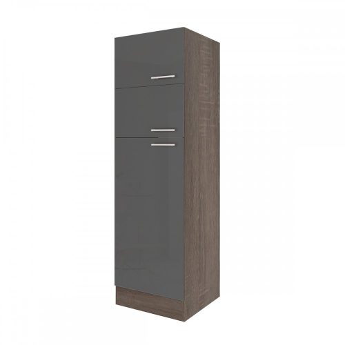 Dulap frigider Yorki cu congelator superior de 60 de inci, corp din stejar Yorki cu fata antracit satinat