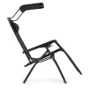 Șezlong pliabil cu copertină neagră