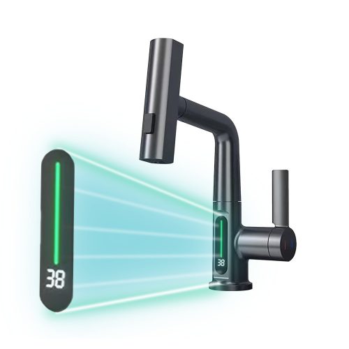 Baterie chiuveta Mara cu cap multifunctional si afisaj digital, gri